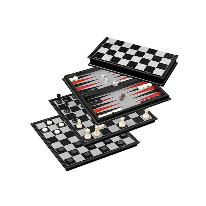 Schach,Backgammon und Dame Set Feld 37mm