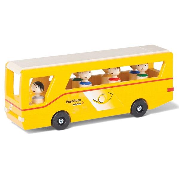 Postauto mit Spielfiguren aus Holz - Swissmade