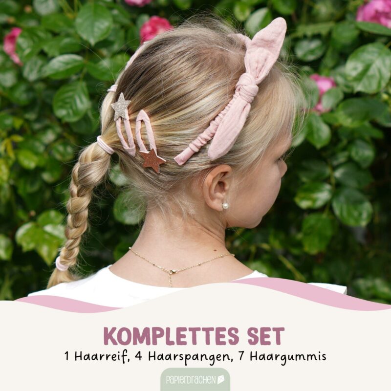 Musselin Haar-Accessoires Set – Rosa - Image 3